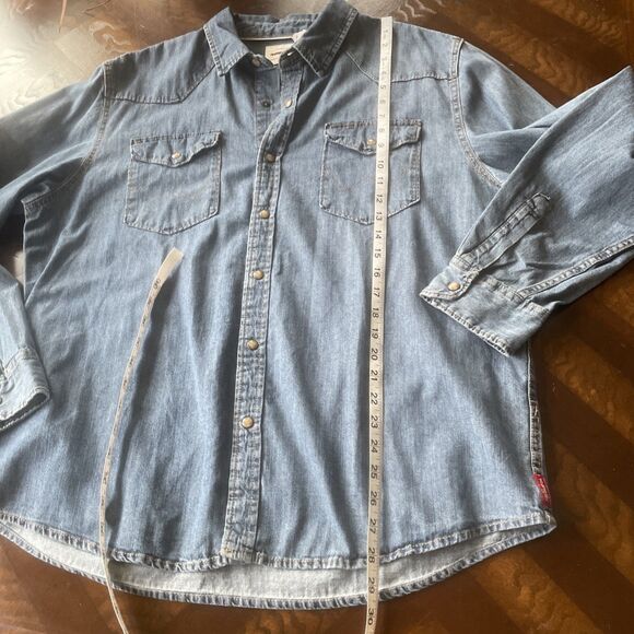 Women’s Denim Wrangler Pearl Snap Front Peace Hope Love Long Sleeve Shirt XL - Picture 14 of 15